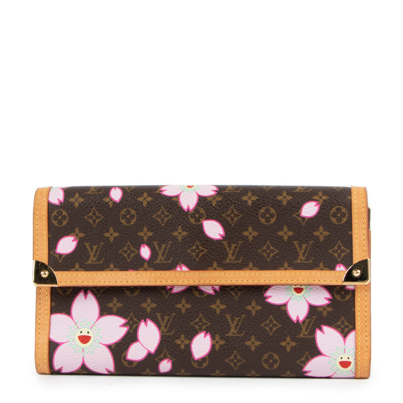 Louis Vuitton Limited Edition Takashi Murakami Cherry Blossom Monogram Canvas International Wallet for the best price at Labellov secondhand luxury in Antwerp