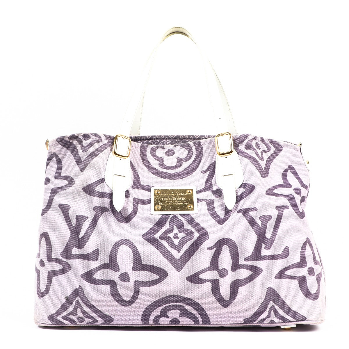 Buy an authentic second-hand Louis Vuitton Purple Tahitienne Canvas Cabas Shoulder Bag in very good condition at Labellov in Antwerp.