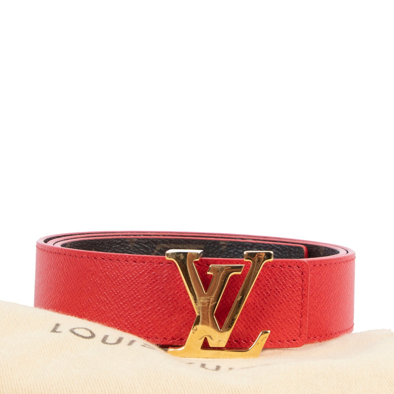 Shop safe online at Labellov in Antwerp this 100% authentic second hand Louis Vuitton Red and Monogram Canvas Reversible Belt - Size 80