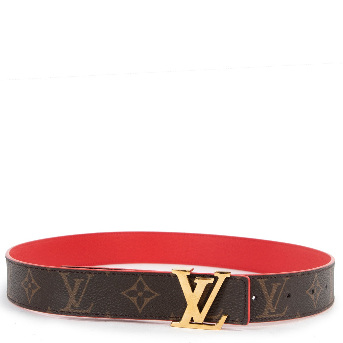 Shop safe online at Labellov in Antwerp this 100% authentic second hand Louis Vuitton Red and Monogram Canvas Reversible Belt - Size 80