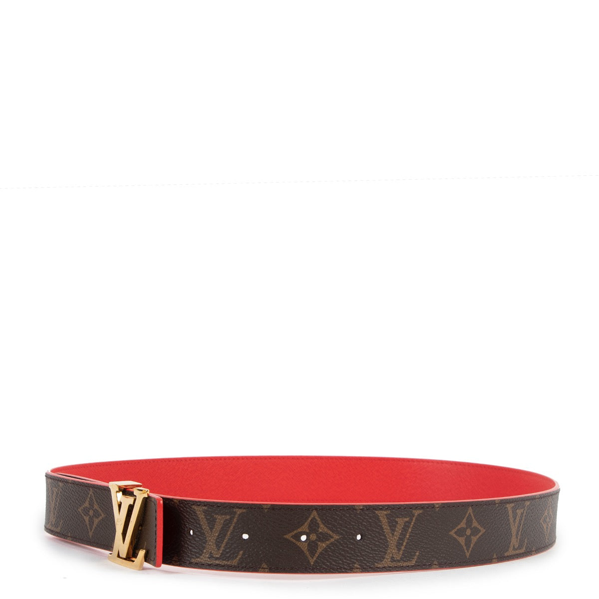 Shop safe online at Labellov in Antwerp this 100% authentic second hand Louis Vuitton Red and Monogram Canvas Reversible Belt - Size 80