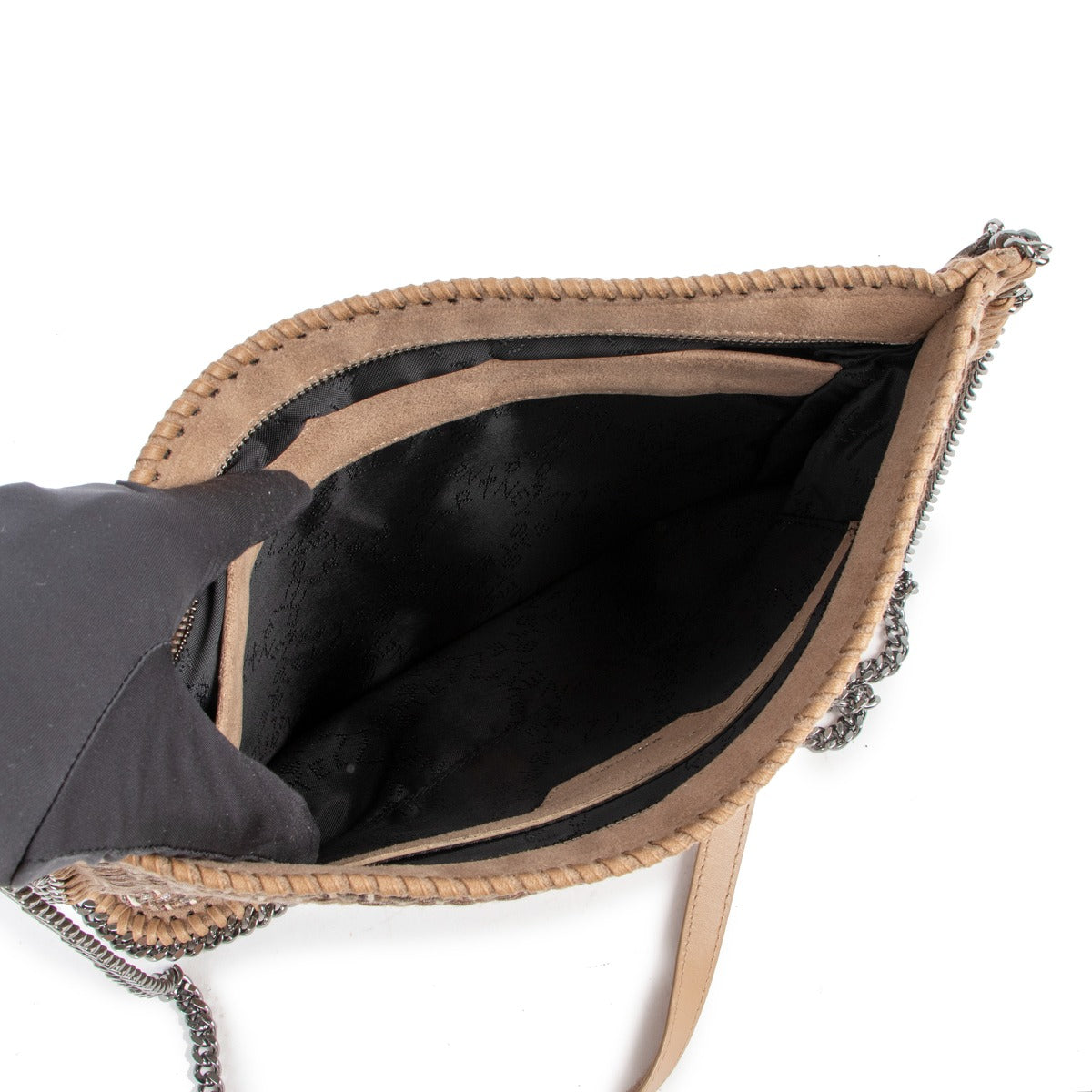 Stella McCartney Beige Falabella Medium Boucle Woven Crossbody Bag