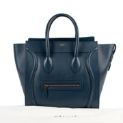 Buy an authentic second hand Celine Blue Leather Mini Luggage Top Handle in very good condition at Labellov