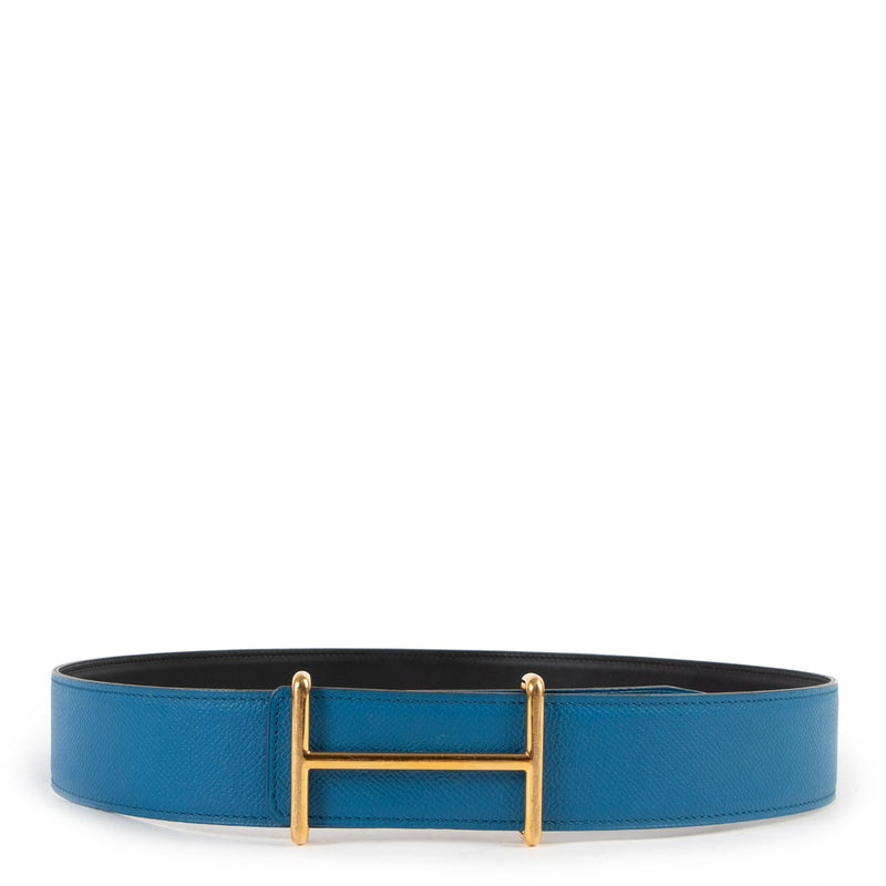 Hermès Gold Idem Reversible Covert/Black Epsom/Box Leather Belt at labellov.com