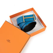 Hermès Gold Idem Reversible Covert/Black Epsom/Box Leather Belt at labellov.com