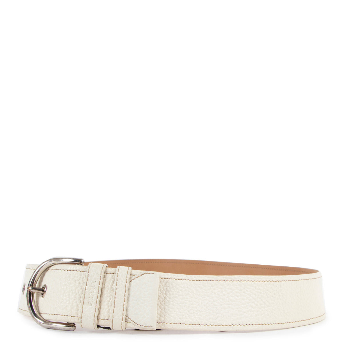 Prada White Grained Leather Belt - Size 90