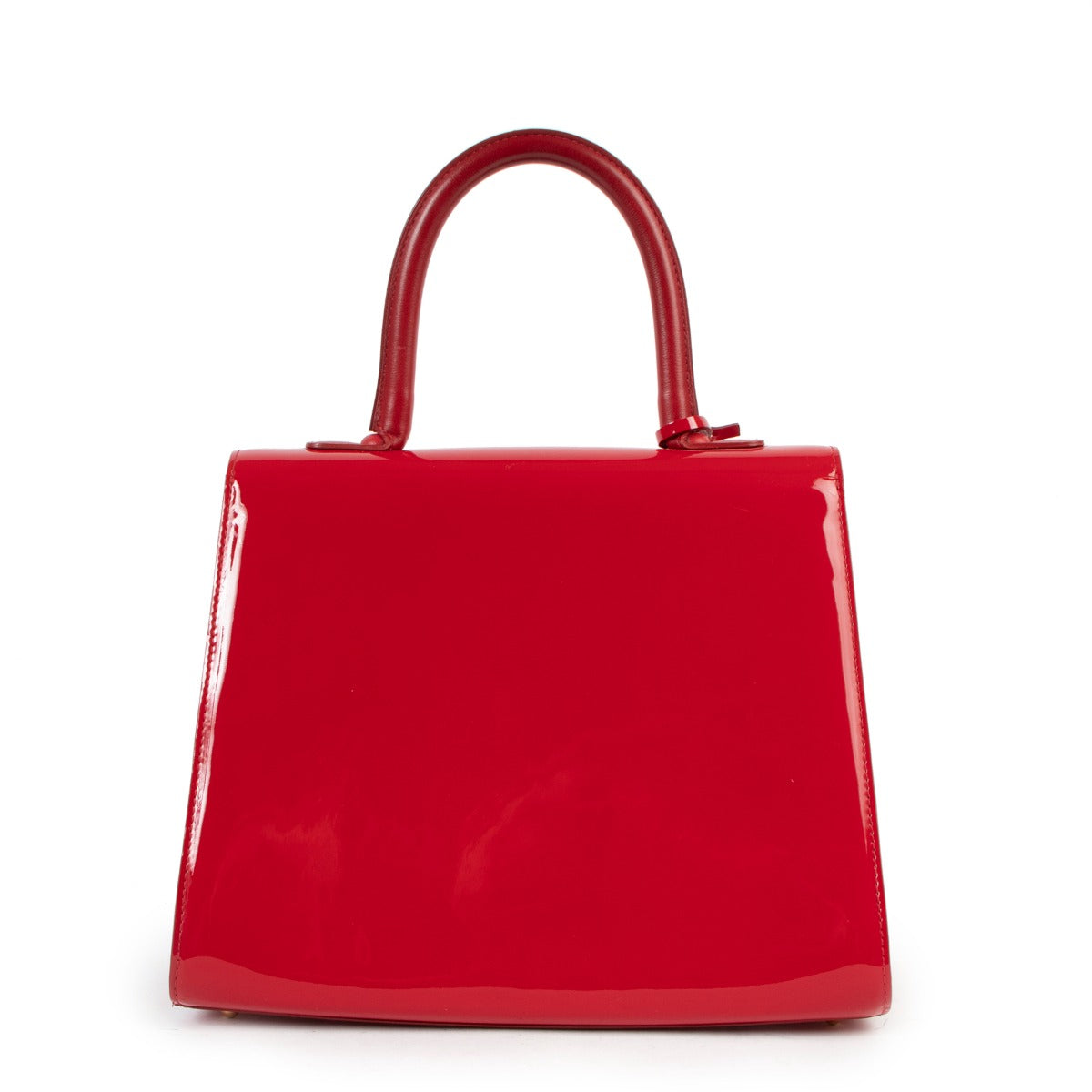 authentic second hand Delvaux Brillant MM Red Patent Leather Handbag at labellov