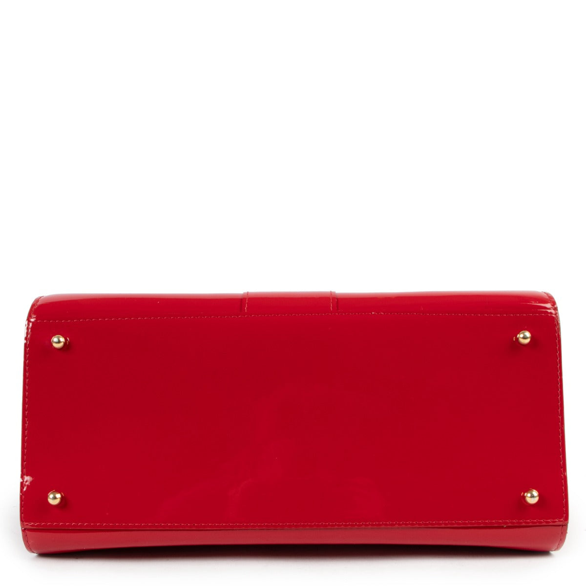 authentic second hand Delvaux Brillant MM Red Patent Leather Handbag at labellov