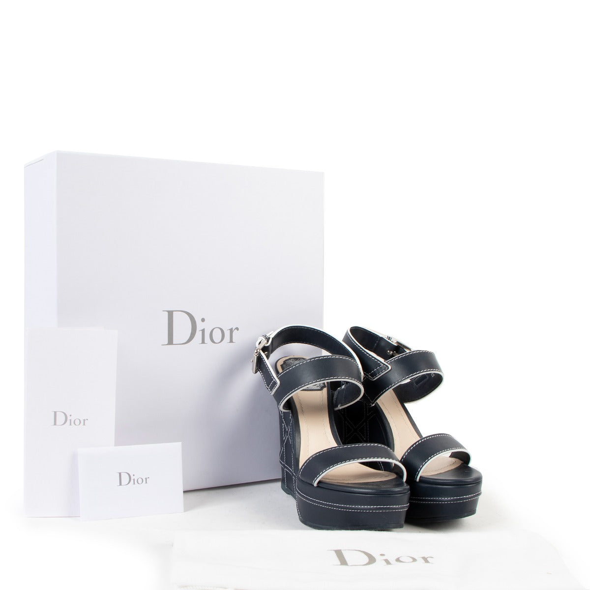 Christian Dior Yacht Cannage Wedge Sandals