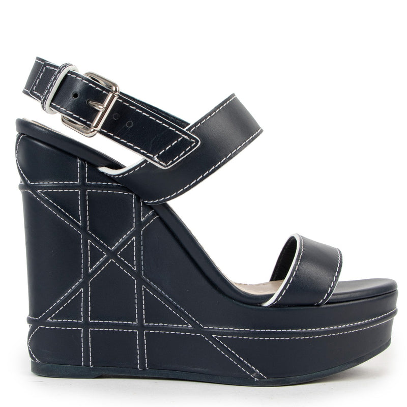 Christian Dior Yacht Cannage Wedge Sandals