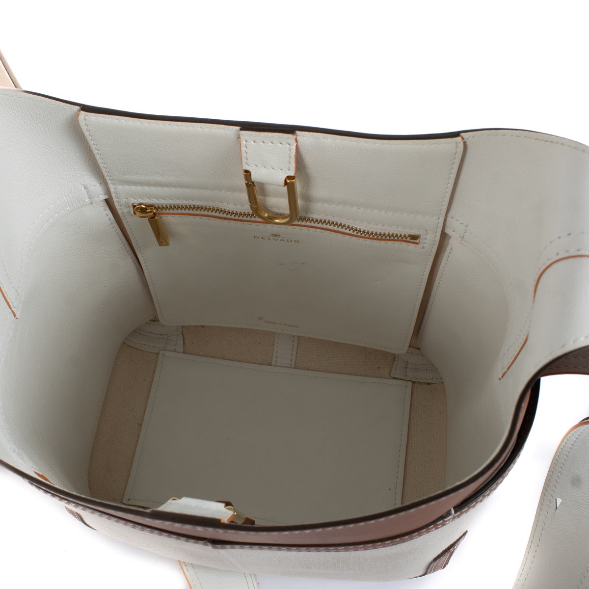 Shop 100% authentic Delvaux Natural/Tan Canvas Calf Trim So Cool Mini Bag at Labellov.com.
