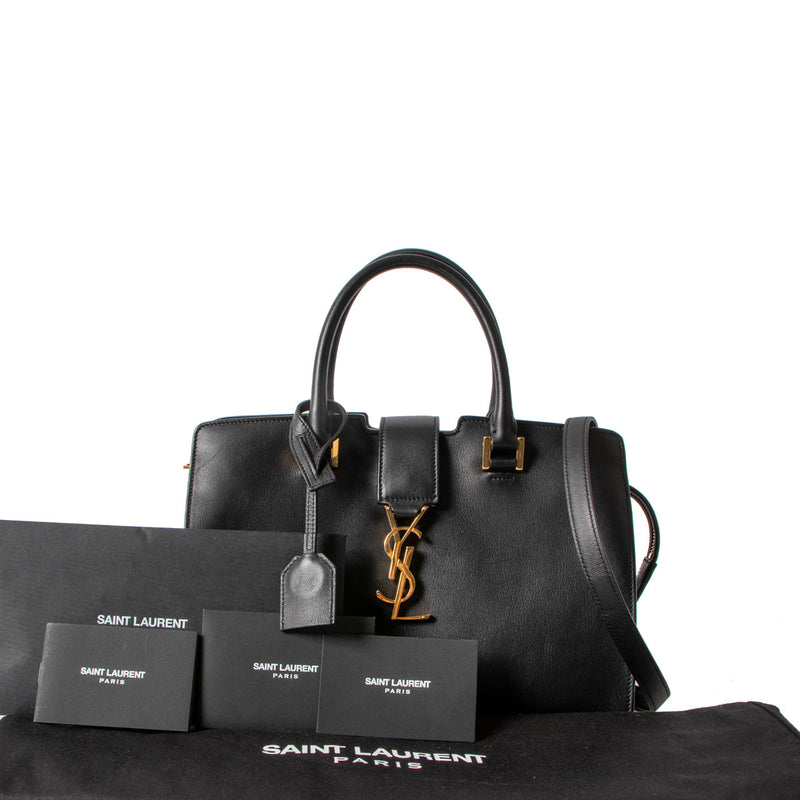 Saint Laurent Black YSL Baby Cabas Shoulder Bag