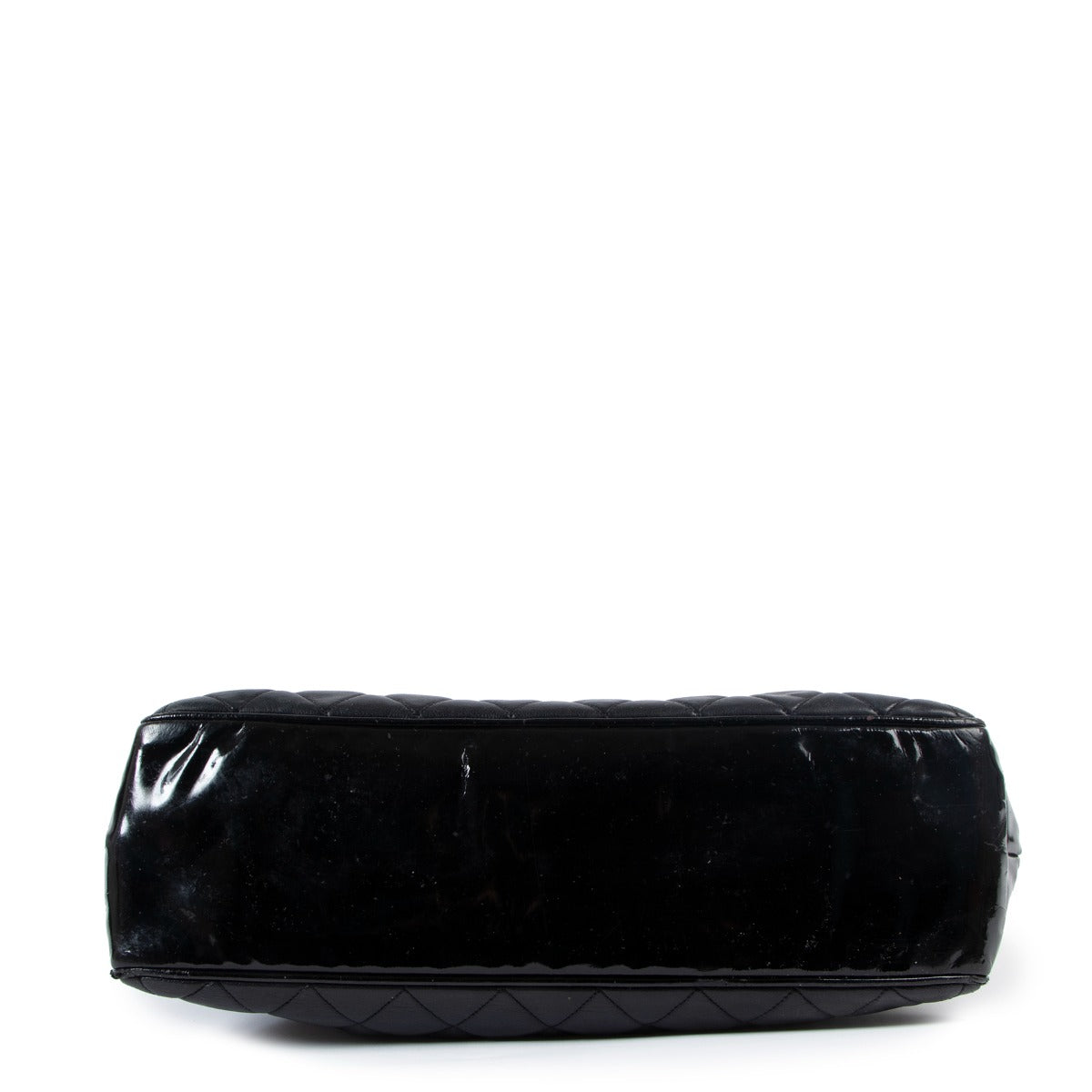 Chanel Vintage Black Quilted Lambskin Patent Leather CC Tote bag
