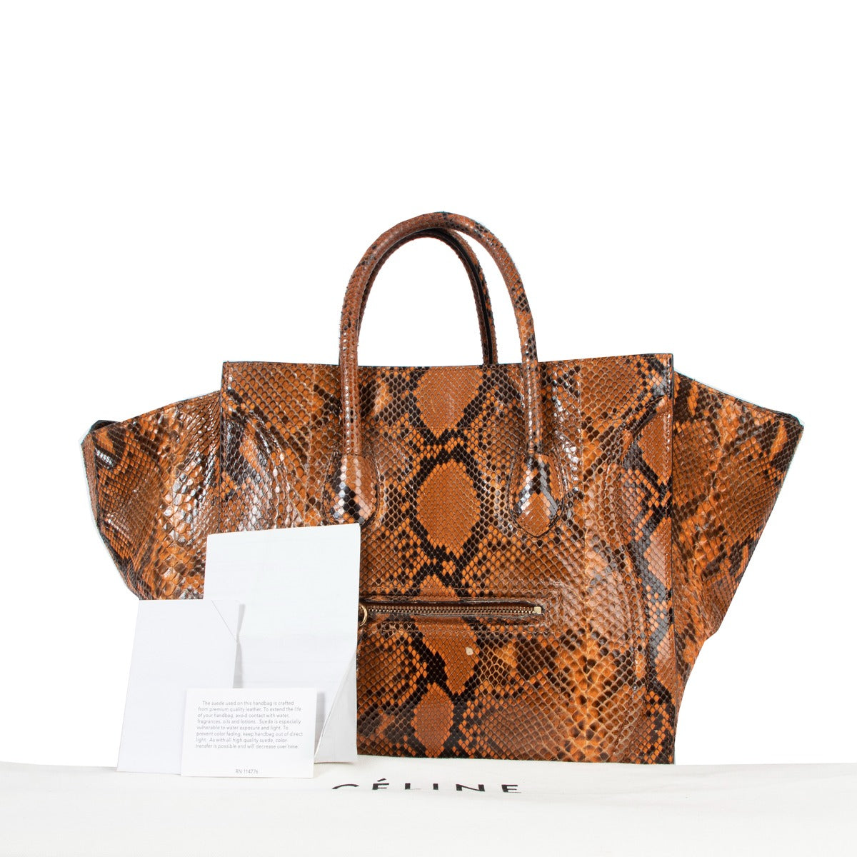 Celine Python Medium Luggage Phantom Handbag