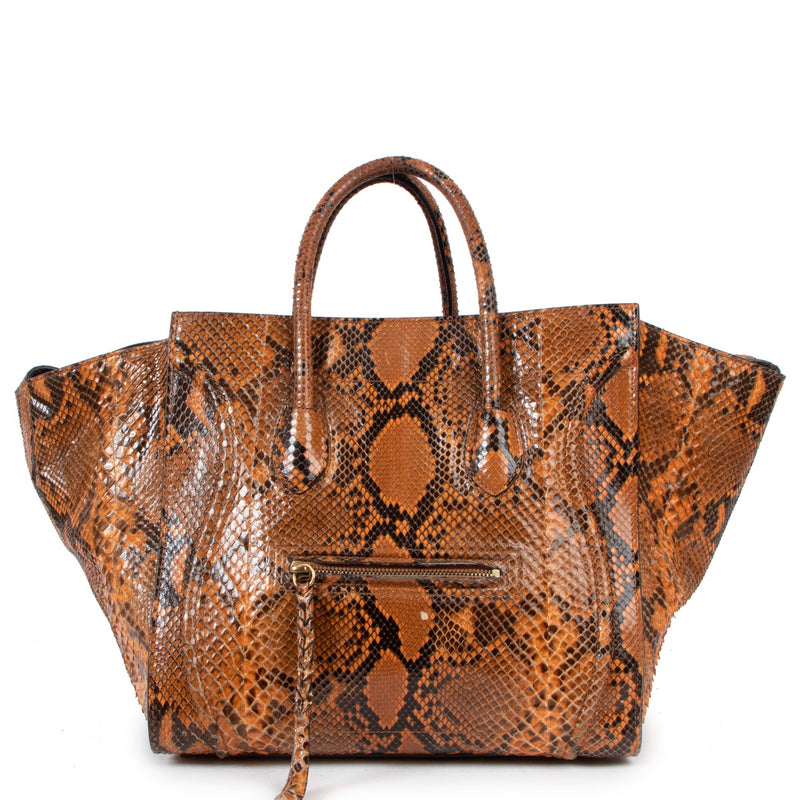 Celine Python Medium Luggage Phantom Handbag