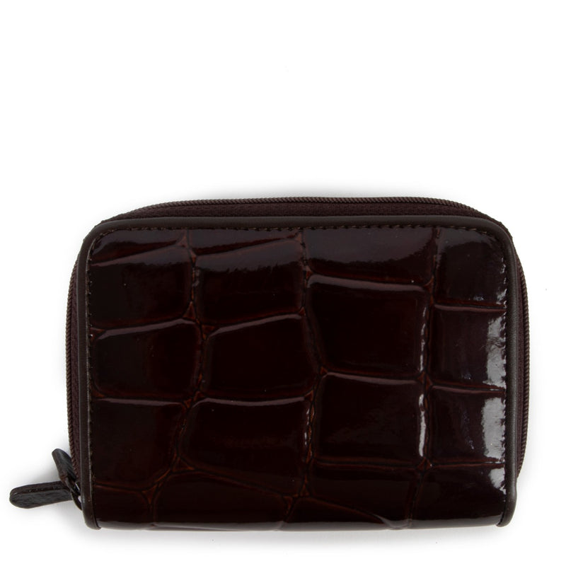 Shop authentic second hand Gianni Versace Vintage Black Crocodile Embossed Patent Leather Wallet at Labellov.com