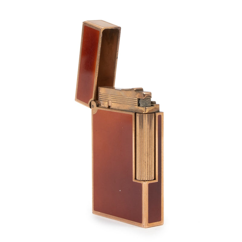 S.T. Dupont Red Lacquer Gold Vintage Lighter