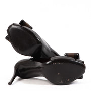 Buy an authentic second-hand Louis Vuitton Damier Ebene Patent Leather Valentine Peep-toe in Size 38 in very good condition at Labellov in Antwerp.