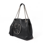 Buy an authentic Gucci Black Leather Studded Soho Chain Shoulder Bag in very good condition at Labellov in Antwerp.