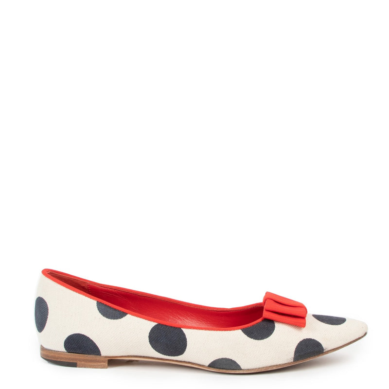 Manolo Blahnik Torinabi Polka Dot Bow Flats