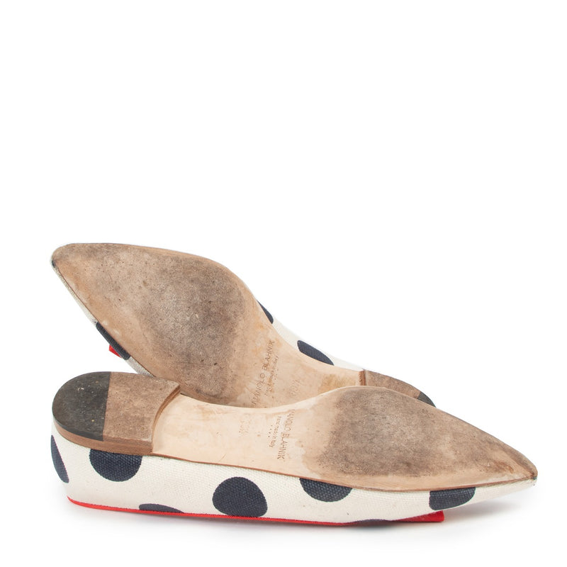 Manolo Blahnik Torinabi Polka Dot Bow Flats