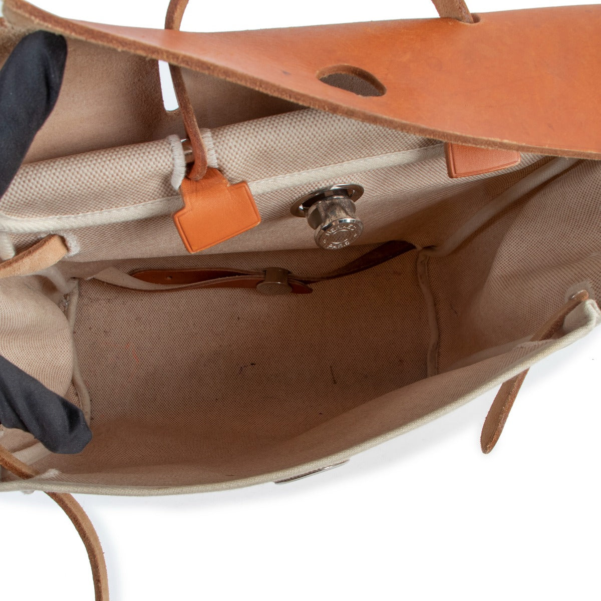 Hermès Herbag Toile Canvas/Hunter Leather Backpack