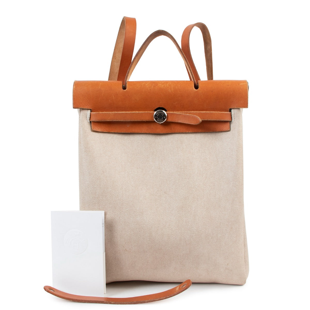 Hermès Herbag Toile Canvas/Hunter Leather Backpack