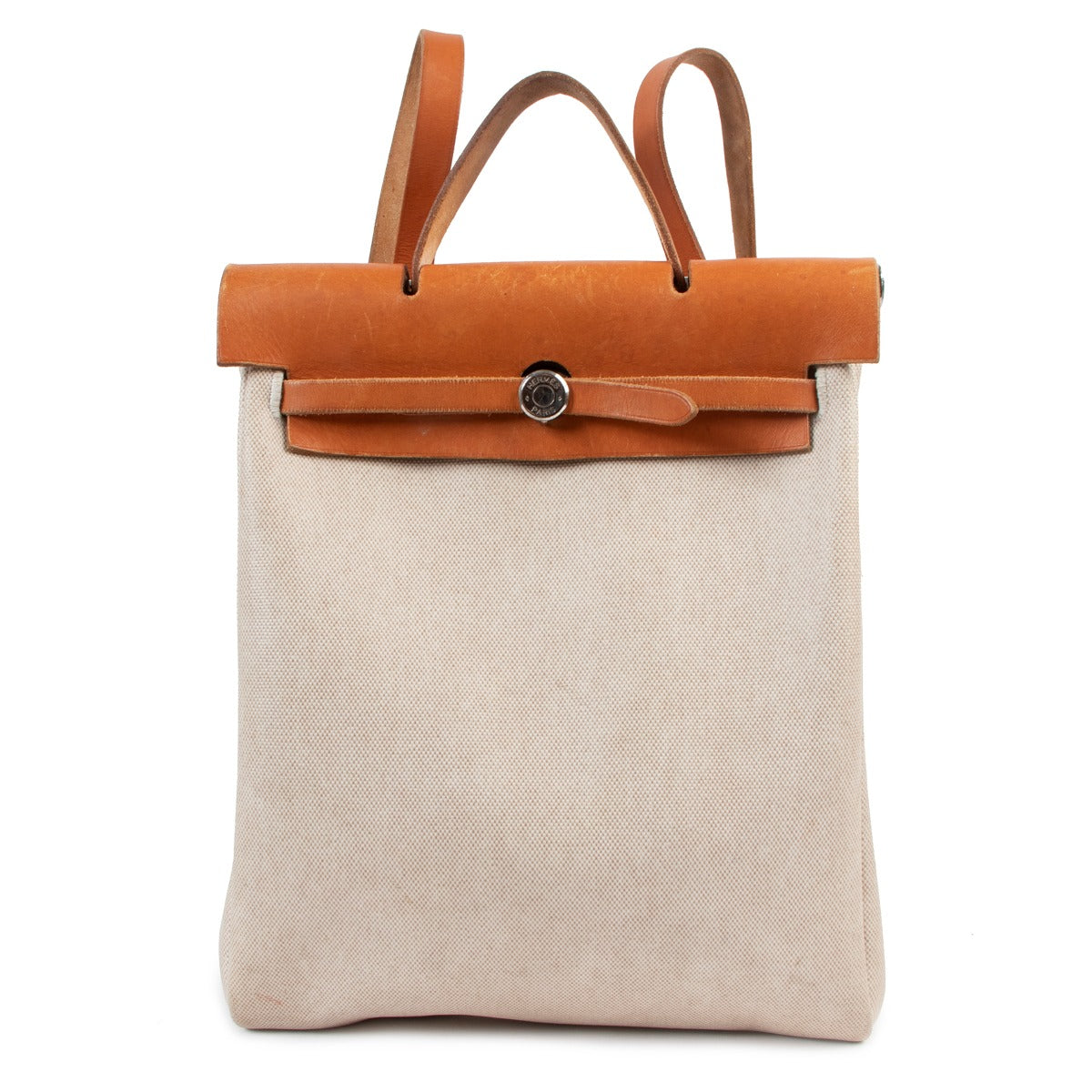 Hermès Herbag Toile Canvas/Hunter Leather Backpack
