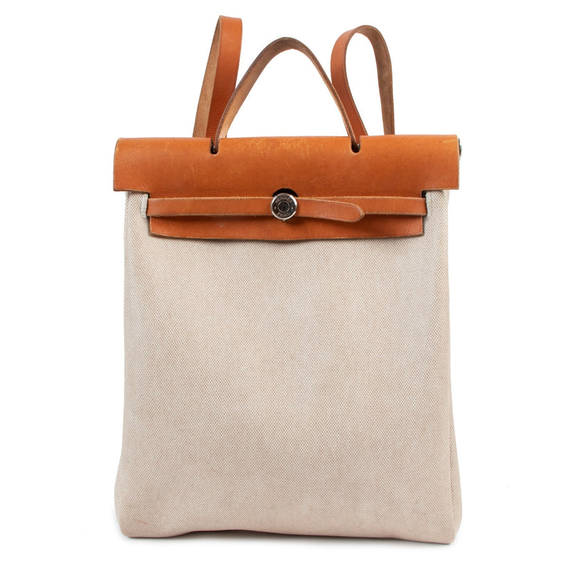 Hermès Herbag Toile Canvas/Hunter Leer Rugzak