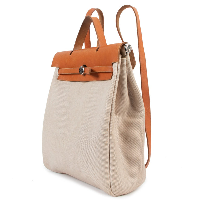 Hermès Herbag Toile Canvas/Hunter Leer Rugzak