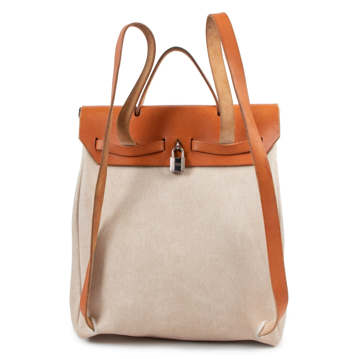 Hermès Herbag Toile Canvas/Hunter Leather Backpack