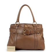 Burberry Camel Leather Belted Tote Bag
