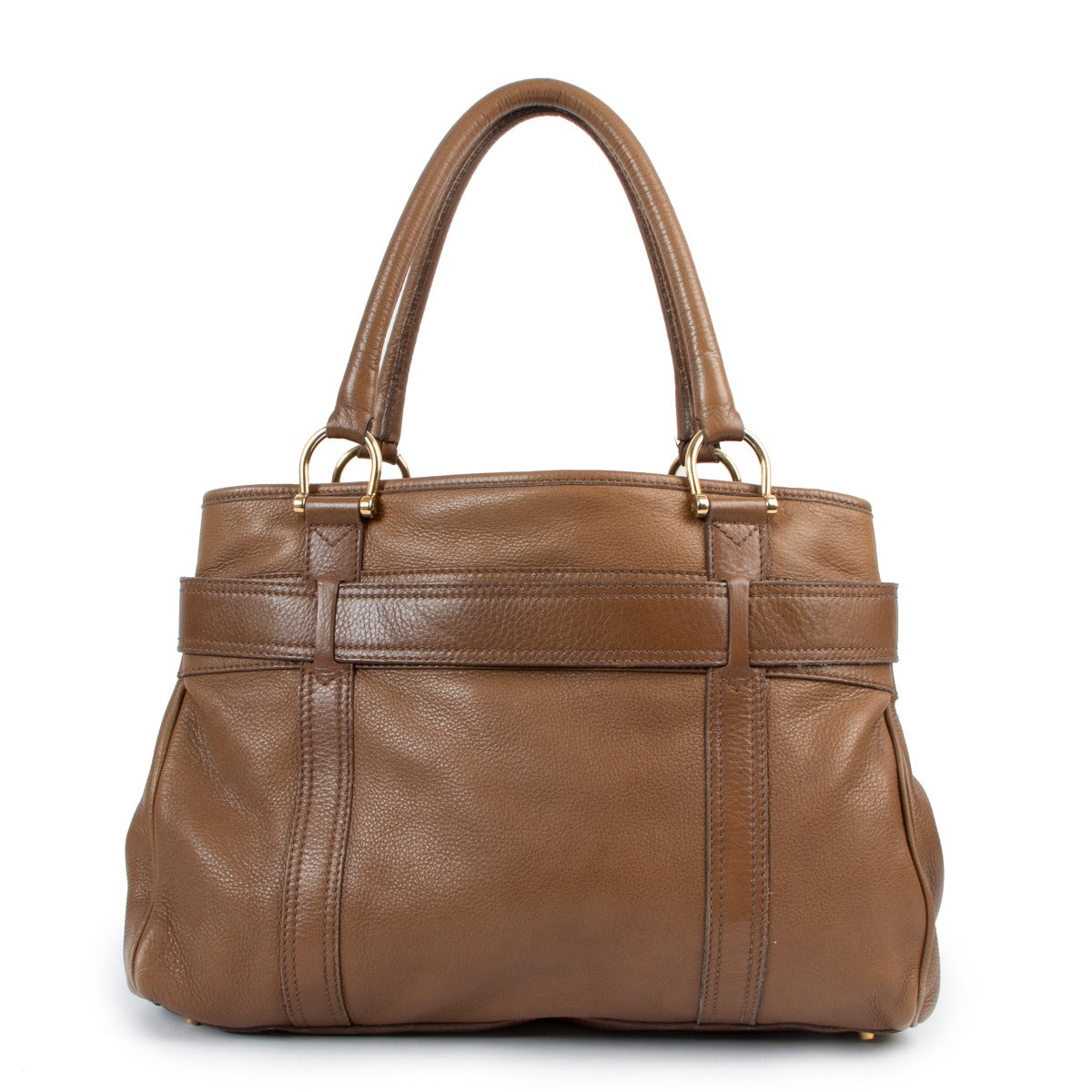 Burberry Camel Leather Belted Tote Bag