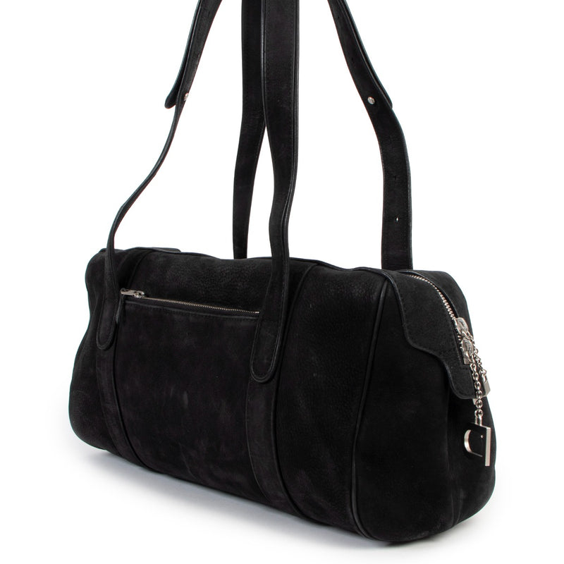 Delvaux Loft Santiag Black Nubuck Shoulder Bag