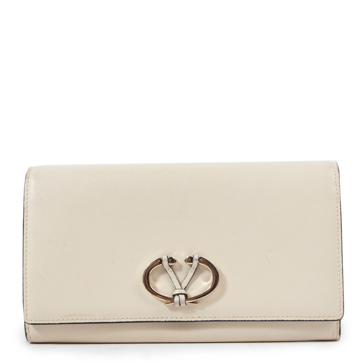 Buy an authentic second hand Valentino Garavani Beige Leather Wallet in good condition at Labellov.com
