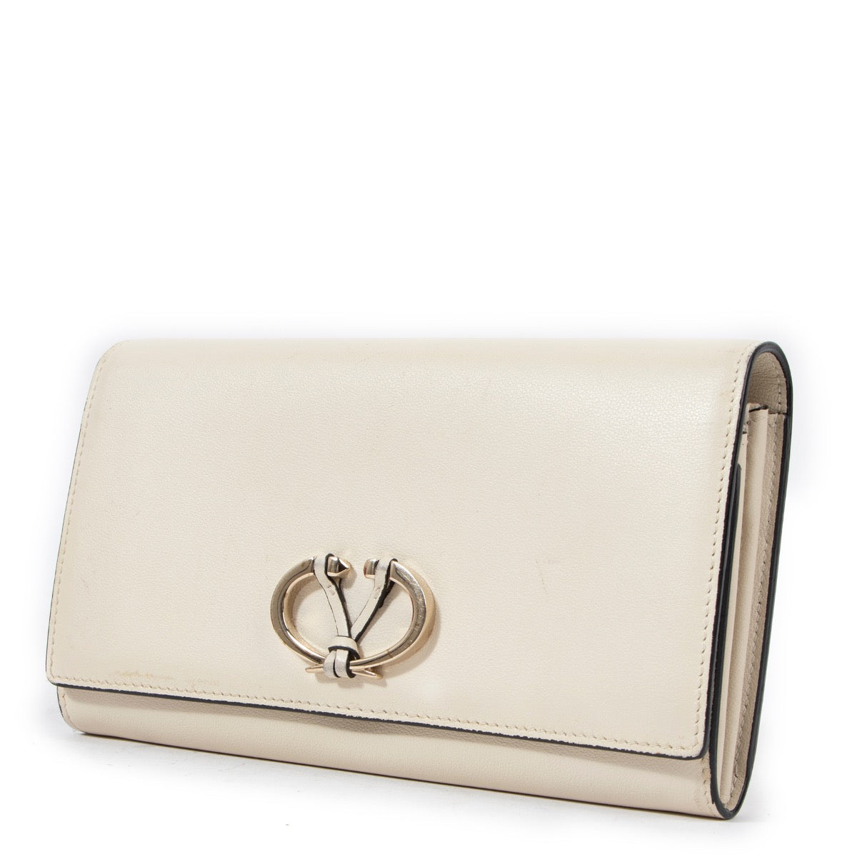 Buy an authentic second hand Valentino Garavani Beige Leather Wallet in good condition at Labellov.com