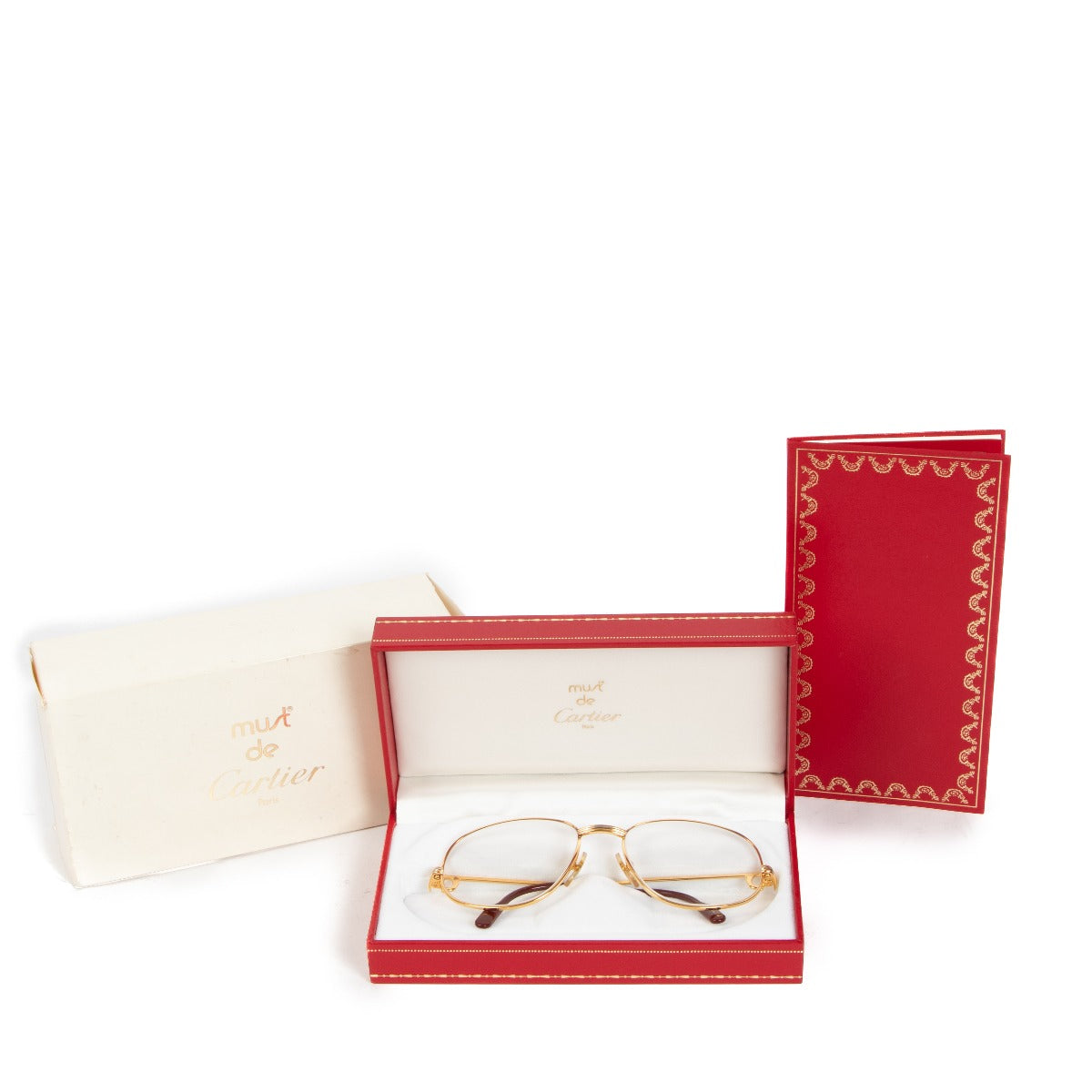 Authentic second hand Cartier Romance Louis Gold Vintage Glasses Frame on www.labellov.com