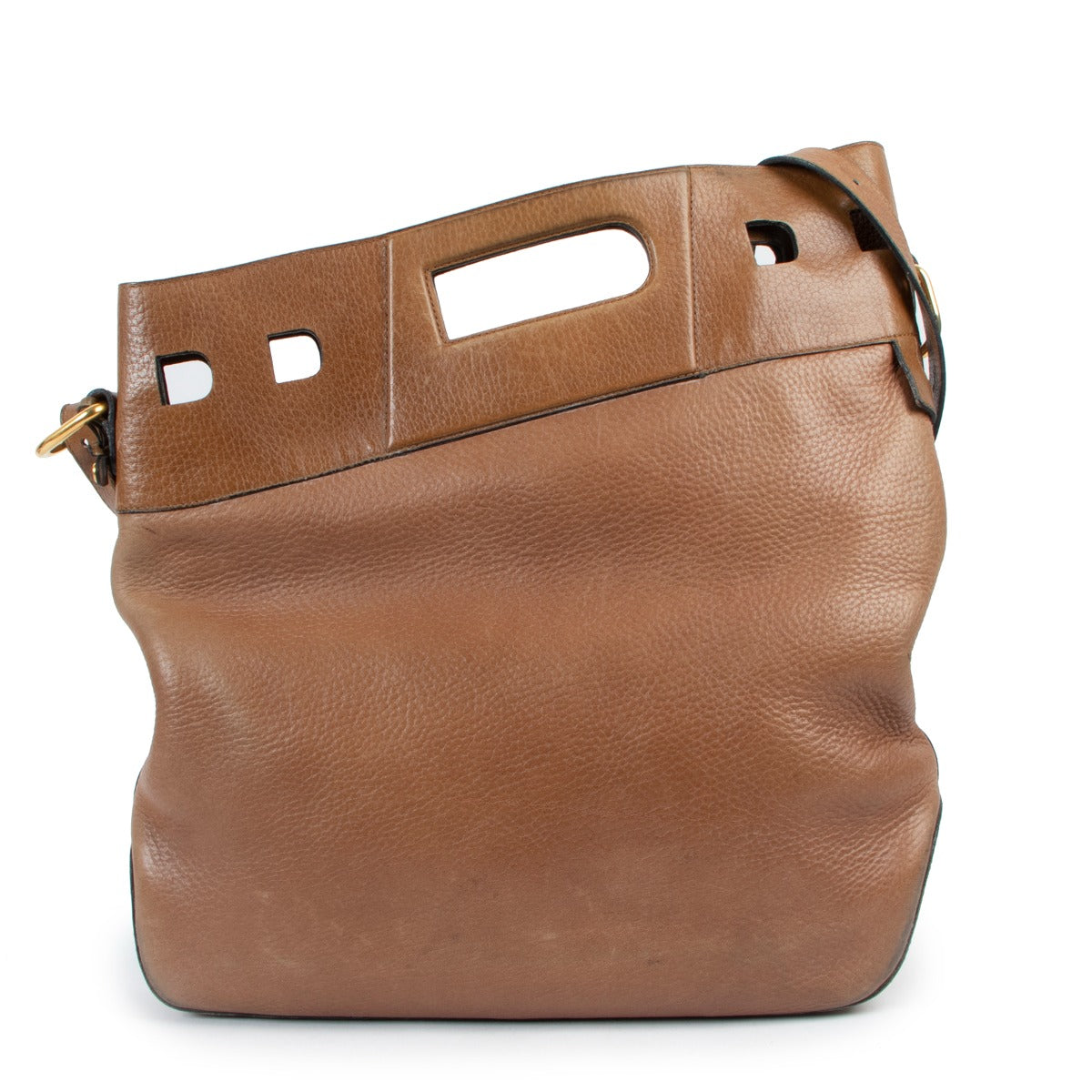 Delvaux Camel Leather Asymmetric Tote Bag