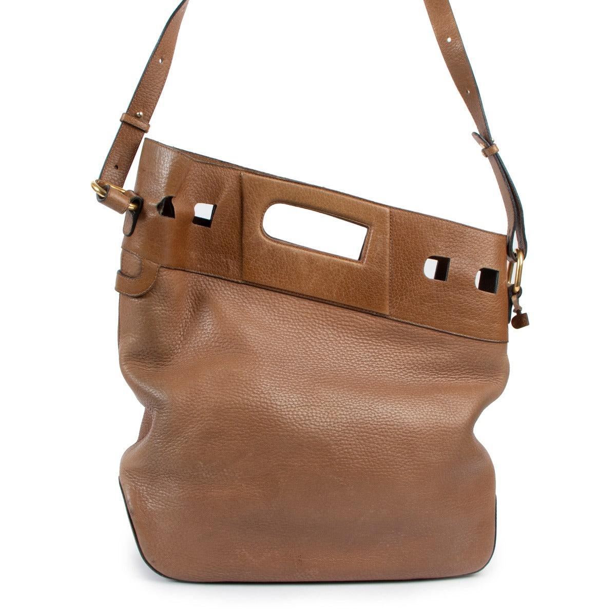 Delvaux Camel Leather Asymmetric Tote Bag