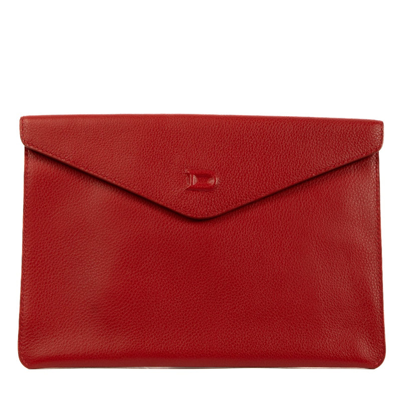 Buy real authentic Delvaux Red Leather Envelope Clutch safe online at Labellov.com or in Brussels, Knokke and Antwerp