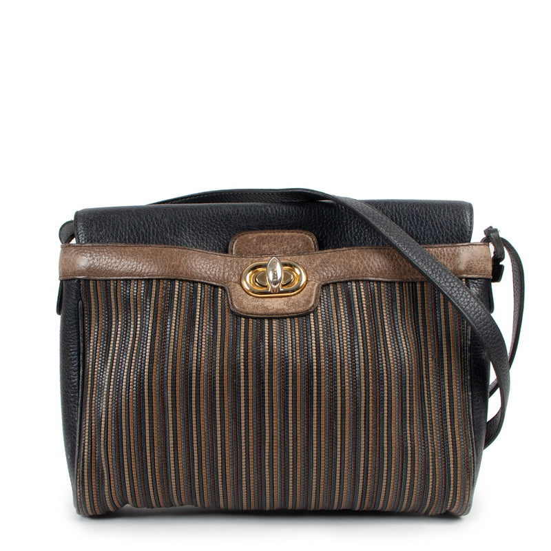 Delvaux Multicolor Toile de Cuir Turnlock Crossbody Bag