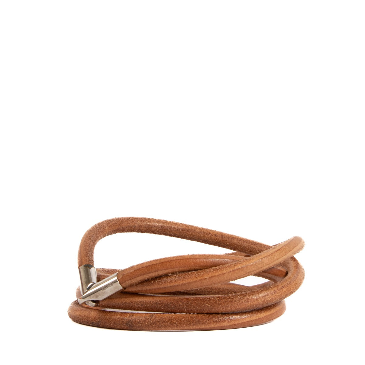 Hermès Camel Leather Torsadé Tours De Cou Necklace