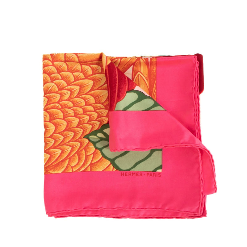 Hermès Pink Les Perroquets Silk Scarf