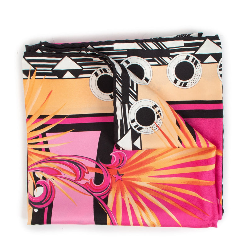 Versace Multicolor Print Silk Scarf