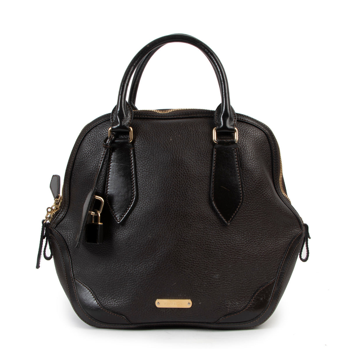 Burberry Dark Brown Leather Top Handle