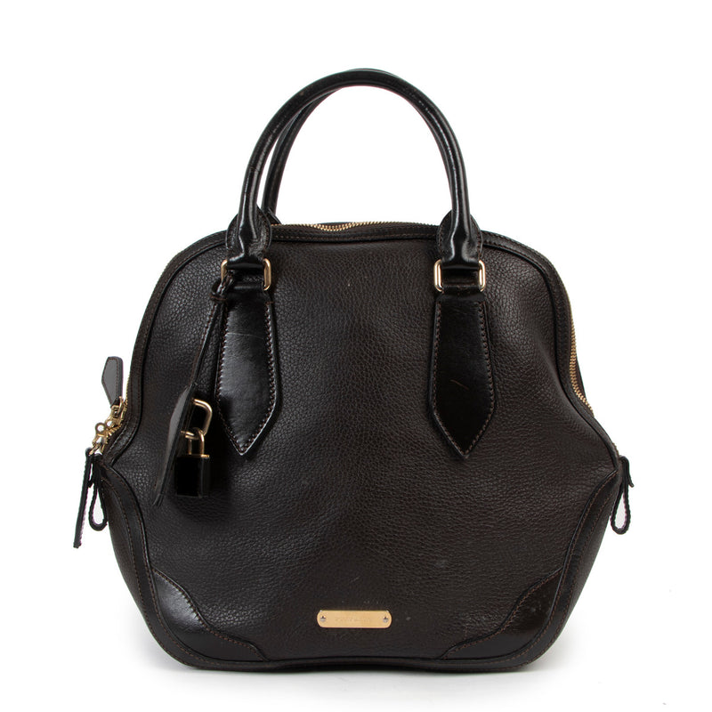 Burberry Dark Brown Leather Top Handle