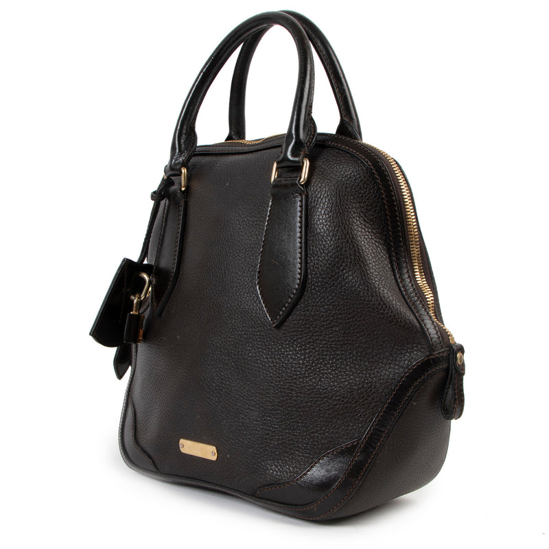 Burberry Dark Brown Leather Top Handle