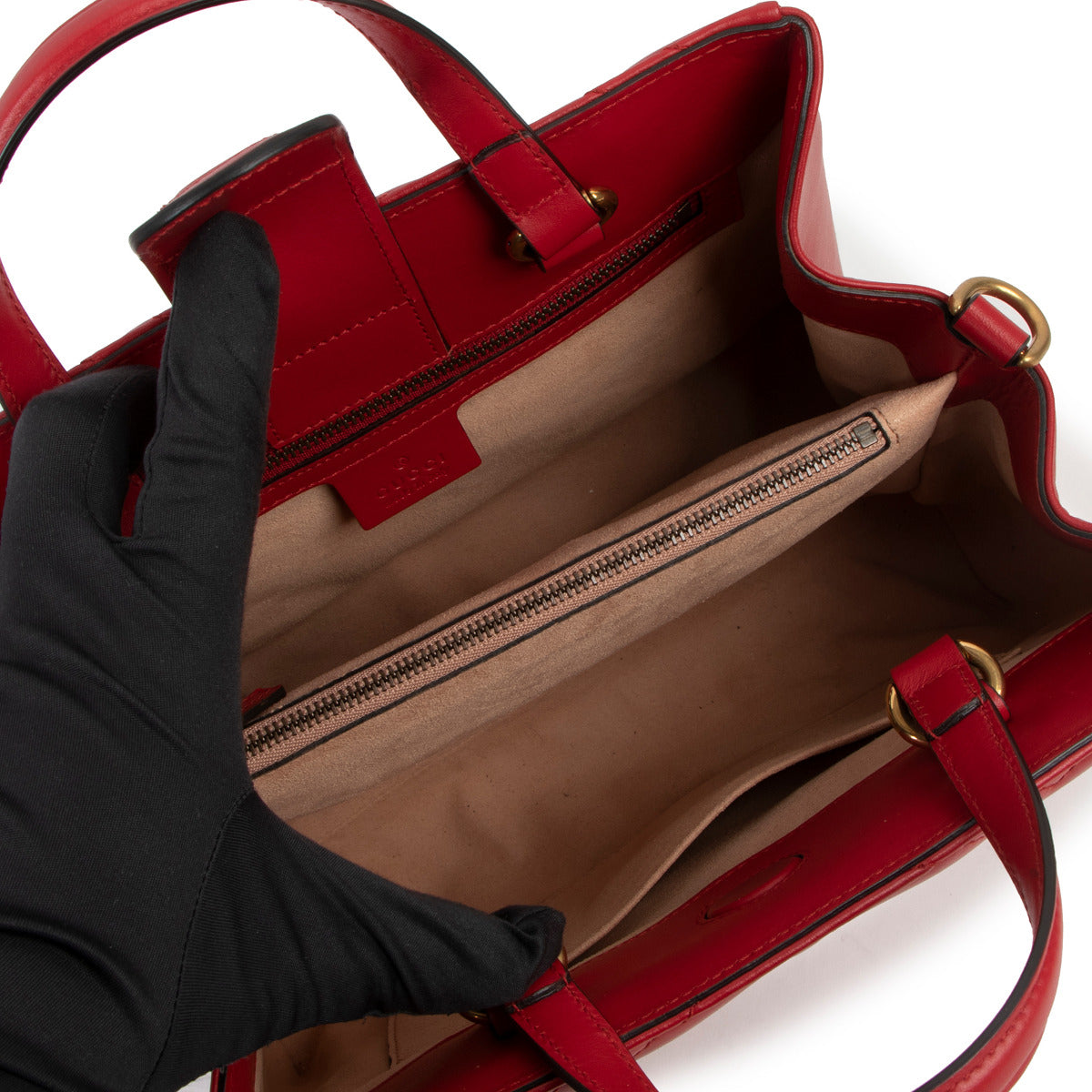 Gucci GG Marmont Small Matelassé Red Top Handle Bag