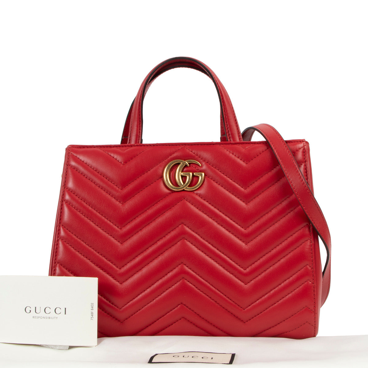 Gucci GG Marmont Small Matelassé Red Top Handle Bag