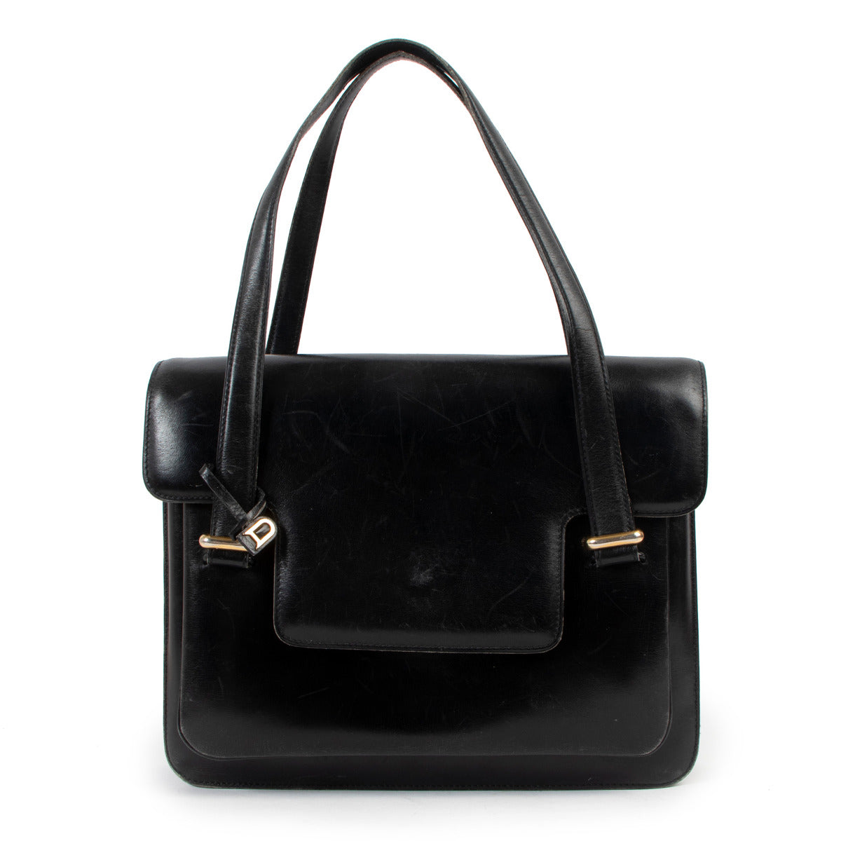 Delvaux Black Leather Top Handle